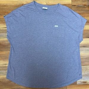 Columbia Gray Basic T-Shirt Dolman Sleeve Curved Hem PlusSize 1X Fall Hiking EUC